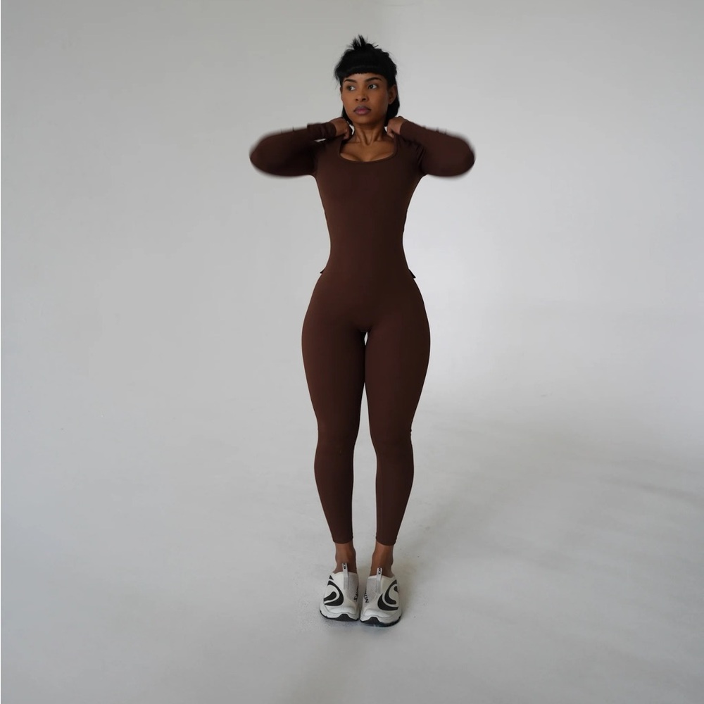 Brown bodysuit with back pockets